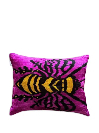 Les-ottomans Bee-print Cushion In Purple