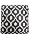 Les-ottomans Black And Neutral Graphic Print Velvet Cushion In Black