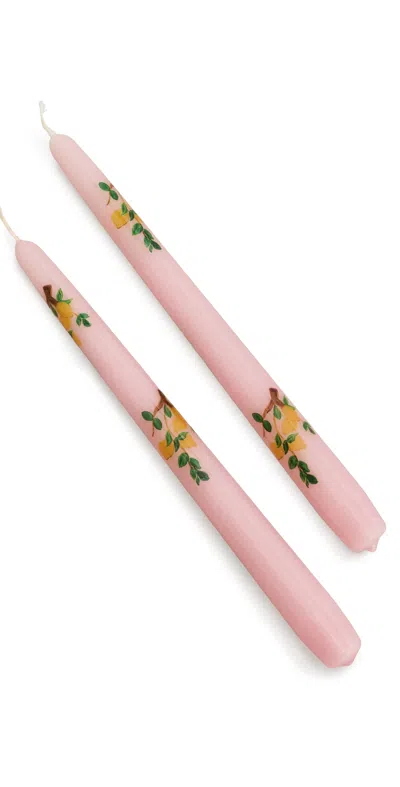 Les Ottomans Candlesticks Floral Set Of 2 Pink Lemon
