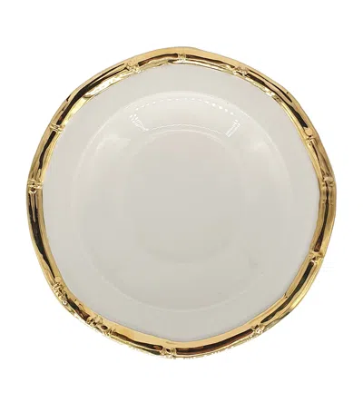 Les-ottomans Ceramic Bamboo Pasta Bowl In Gold