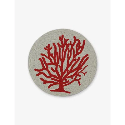 Les Ottomans Coral Bead-embellished Tablemat 38cm