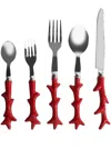 Les-ottomans Coral Cutlery (set Of Five) In Red
