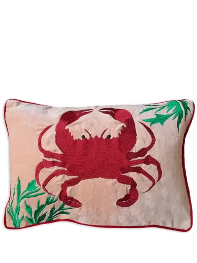 LES-OTTOMANS CRAB EMBROIDERED CUSHION