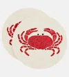 Les-ottomans Crab Set Of 2 Beaded Placemats In Red