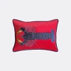Les-ottomans Lobster-embroidered Linen Cushion In Multicolor