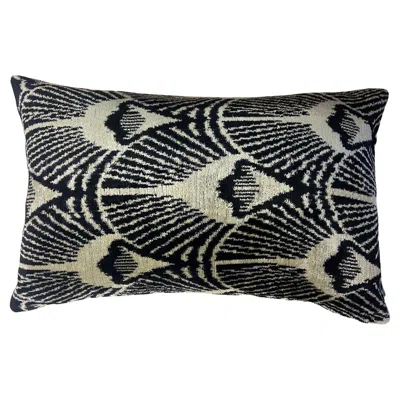 Pre-owned Les Ottomans Double Sided Silk Velvet Cushion - Style #444ds In Black