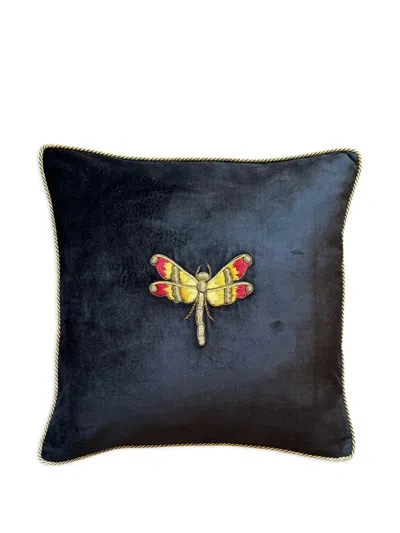 Les-ottomans Dragonfly-embellished Cushion In Black