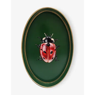 Les Ottomans Green And Red Ladybug Hand-painted Iron Tray 32cm