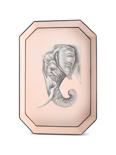 Les-ottomans Elephant Print Tray In Pink