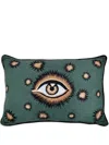 Les-ottomans Embroidered Cushion With Eye In Green