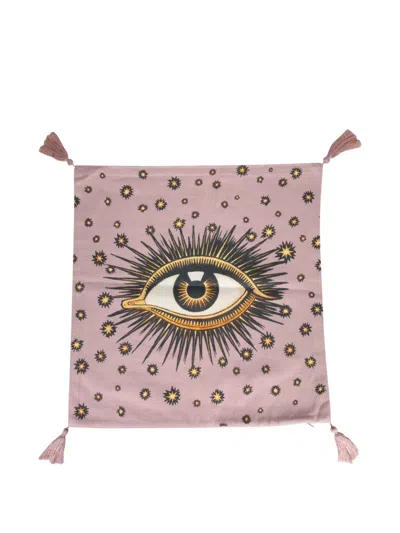 Les-ottomans Eye-print Tassel Cushion In Pink