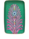 Les-ottomans Feather-print Rectangle Tray In Green