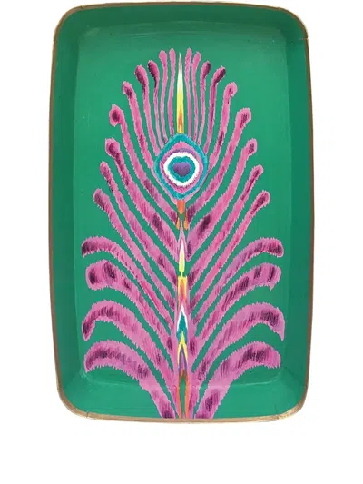 LES-OTTOMANS FEATHER-PRINT RECTANGLE TRAY