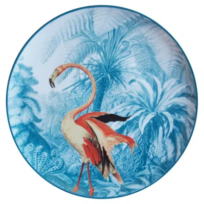 Pre-owned Les Ottomans Flamingo Menagerie Ottomane Porcelain Dinner Plate By  In Blue