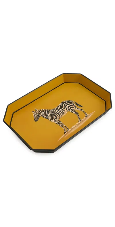 Les Ottomans Flora Handpainted Iron Tray Yellow/white/black