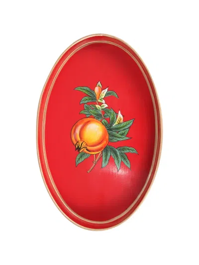 Les-ottomans Fruit-print Tray In Red