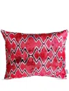Les-ottomans Geometric-pattern Print Velvet-finish Cushion In Red