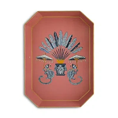 Les Ottomans Giraffe Iron Tray, 17 In Blue Monkey