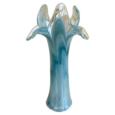 Pre-owned Les Ottomans Glass Blue Vase, Made In Italy