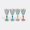 Les-ottomans Floral Set Of 4 Crystal Glasses In Multicolor