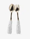 Les Ottomans Green Radicchio Hand-painted Ceramic Fork And Spoon Set In Green