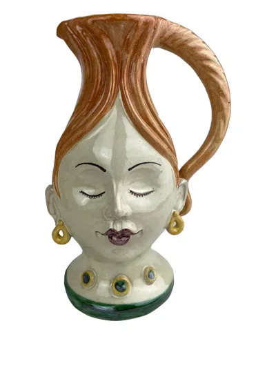 Les-ottomans Hand-painted Ceramic Jug (25cm) In Multi