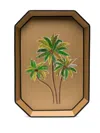 Les-ottomans Hand-painted Palm-tree Tray (43cm X 30cm) In Gold
