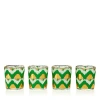 Les Ottomans Ikat Gold Glass, Set Of 4 In Green