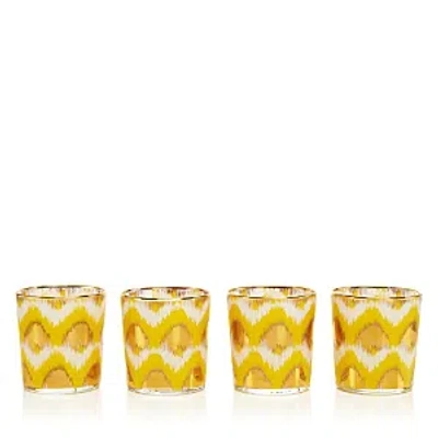 Les Ottomans Ikat Gold Glass, Set Of 4