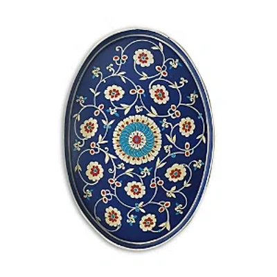 Les Ottomans Iron Tray, 19 In Blue