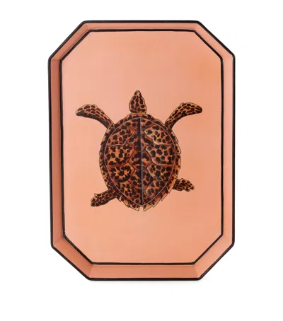 Les-ottomans Iron Turtle Tray In Pink