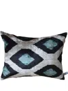 Les-ottomans Patterned Silk Velvet Cushion In Black