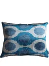 Les-ottomans Patterned-jacquard Silk Velvet Cushion In Blue