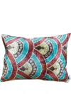 Les-ottomans Patterned-jacquard Silk Cushion In Red
