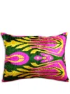 Les-ottomans Abstract-print Silk Cushion In Green
