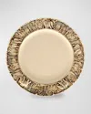 Les Ottomans La Menagerie Ottomane Handpainted Dinner Plate - Elephant Grey, Set Of 4 In Gold
