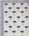 Les Ottomans Lemon Hand-printed Cotton Tablecloth In Blue