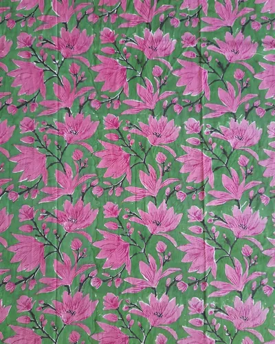 Les Ottomans Lemon Hand-printed Cotton Tablecloth In Pink/green