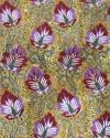 Les Ottomans Lemon Hand-printed Cotton Tablecloth In Purple/gold