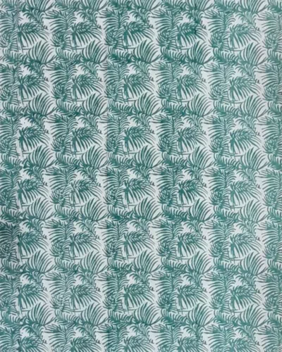 Les Ottomans Lemon Hand-printed Cotton Tablecloth In Teal Pattern