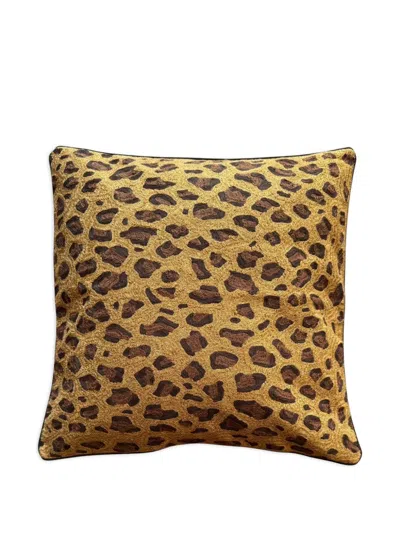 Les-ottomans Leopard-pattern Cushion In Yellow