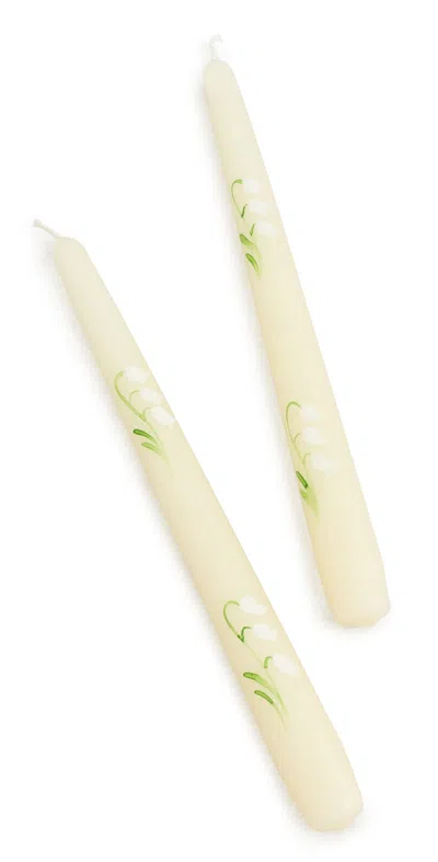 Les Ottomans Lilly Of The Valley Candles Set White/green In Neutral