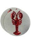 Les-ottomans Lobster Beaded Placemat (set Of Two) In Grey