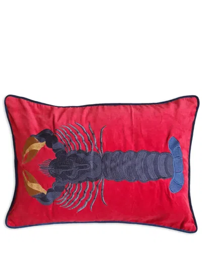 LES-OTTOMANS LOBSTER-EMBROIDERED LINEN CUSHION