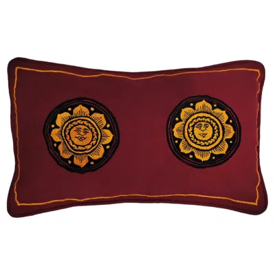 Pre-owned Les Ottomans Mediterranean Hand Embroidered Cushion Cover - Italy In Brown