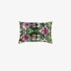 Les Ottomans Multicoloured Ikat Silk Reversible Cushion In Green
