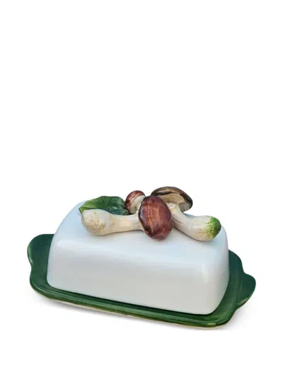 Les-ottomans Mushroom Ceramic Butter Dish In White