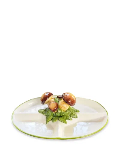 Les-ottomans Mushroom Hand-painted Ceramic Starter Trays In Neutral