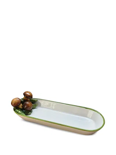 Les-ottomans Mushroom Hand-painted Ceramic Tray In White