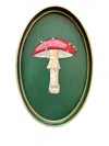Les-ottomans Mushroom Hand-painted Tray (33cm X 20cm) In Green